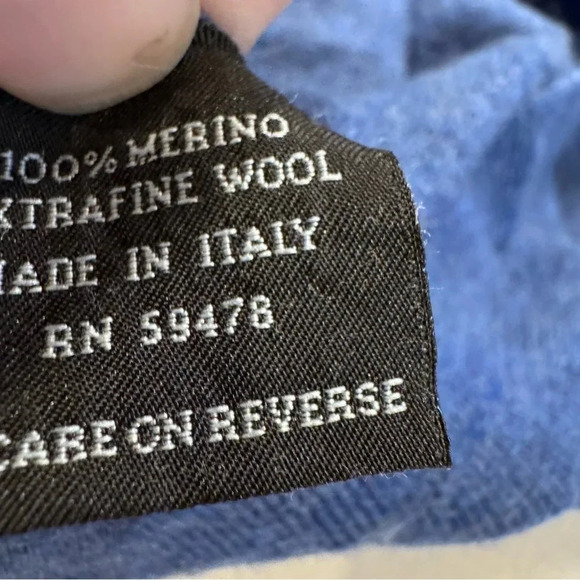 Mario Gilberti Italy Blue Merino Wool 1/4 Zip Men's Sweater Pullover Size:M - Picture 4 of 9